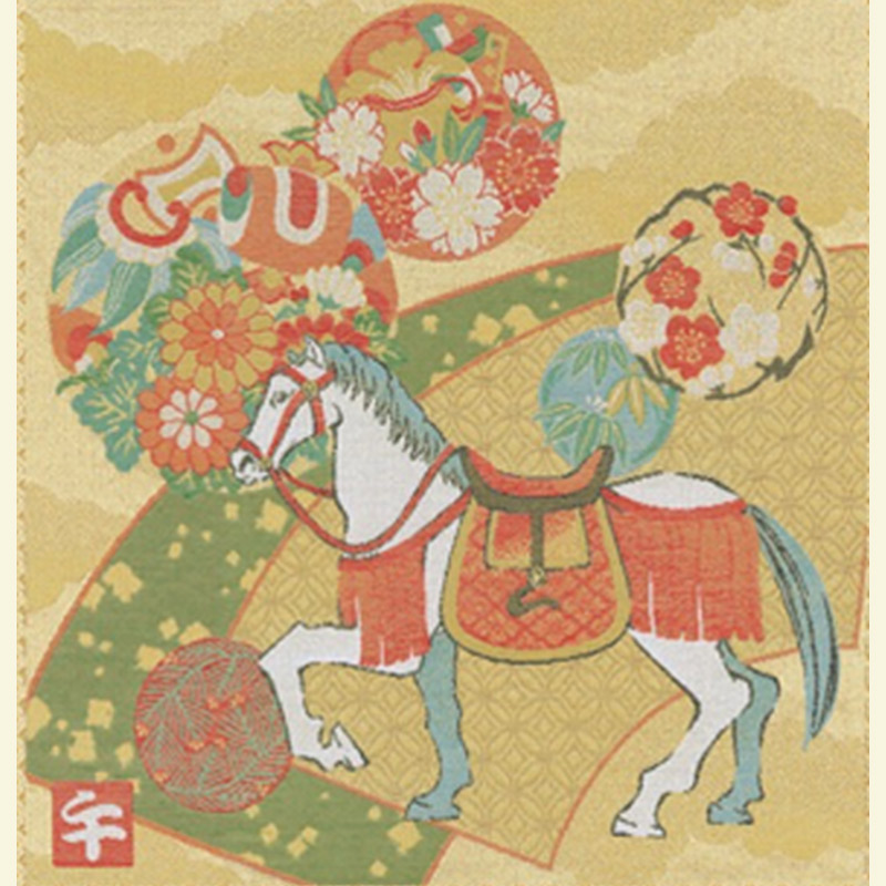 川島織物セルコン　2026年 京都 西陣織 綾錦織 掛軸カレンダー 四季彩馬(しきいろどりうま)