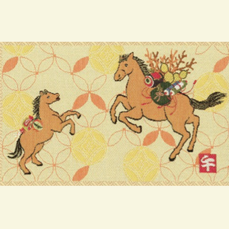 川島織物セルコン 2026年 京都 西陣織 新宮錦織カレンダー 親子跳ね馬