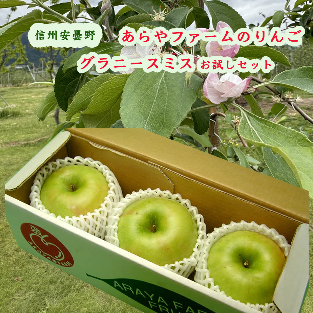 信州 安曇野 あらやファームのりんご グラニー・スミス お試し3個